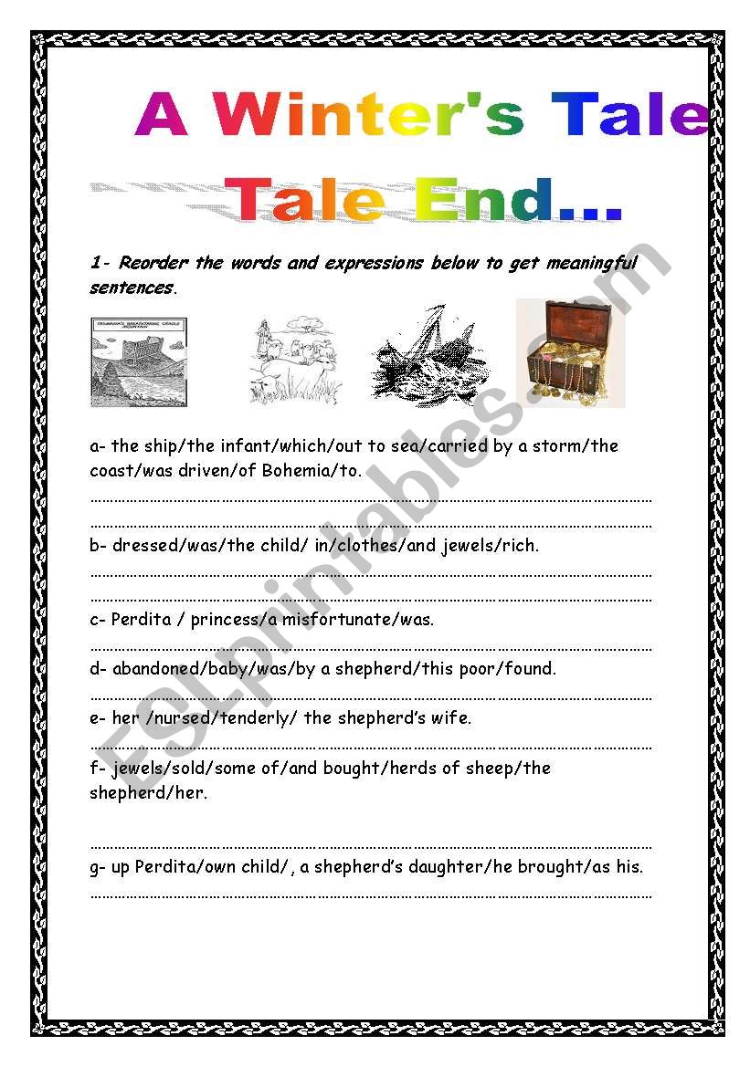 A winters tale. Tale End... worksheet