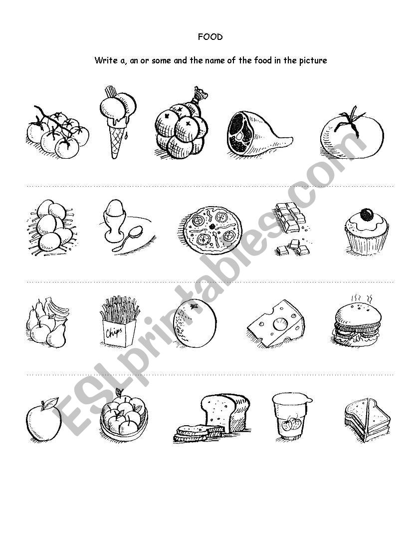 Food: a / an / some worksheet