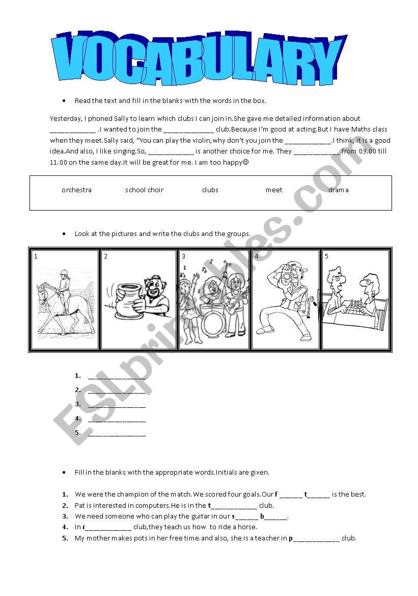 Vocabulary worksheet