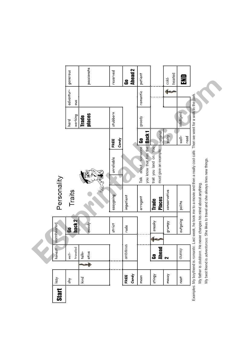 board game - personality worksheet