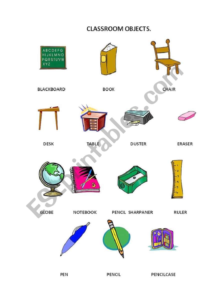 classroom objects worksheet