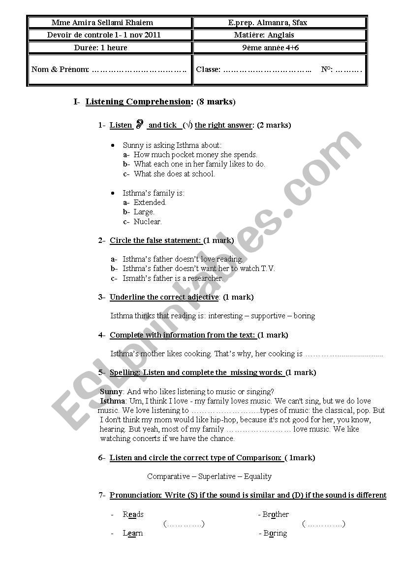 Menu - Yatch Club Restaurant worksheet