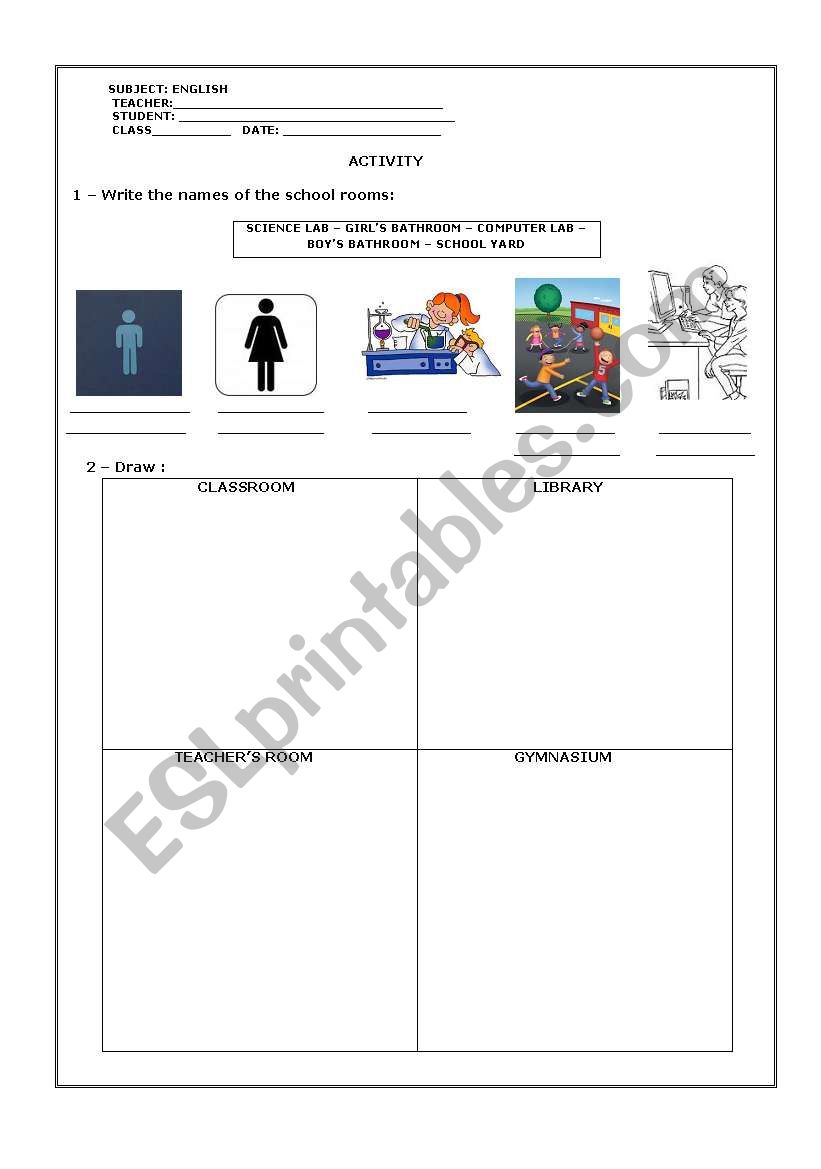 School Rooms worksheet