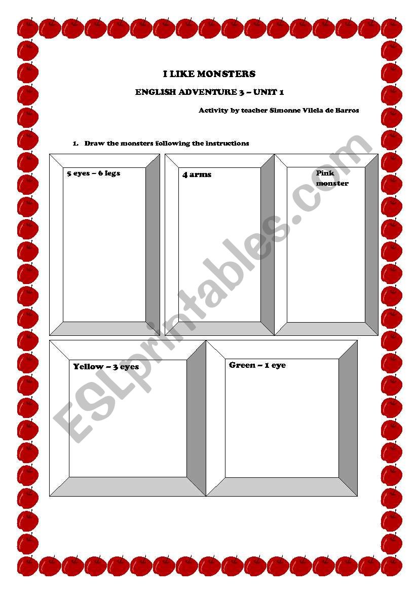 I LOVE MONSTERS worksheet