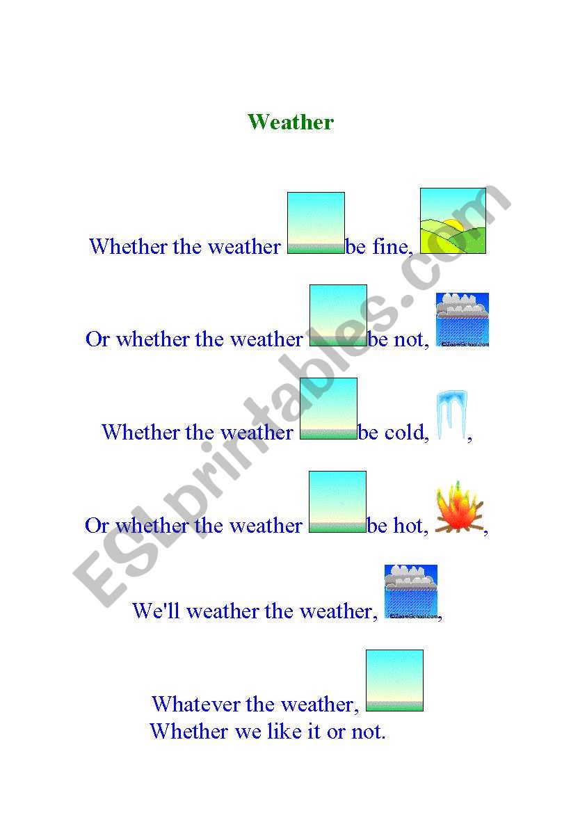 A weather rhyme - poem worksheet