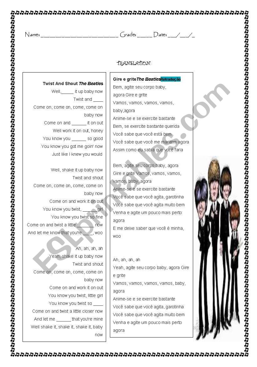 Twist and shout worksheet