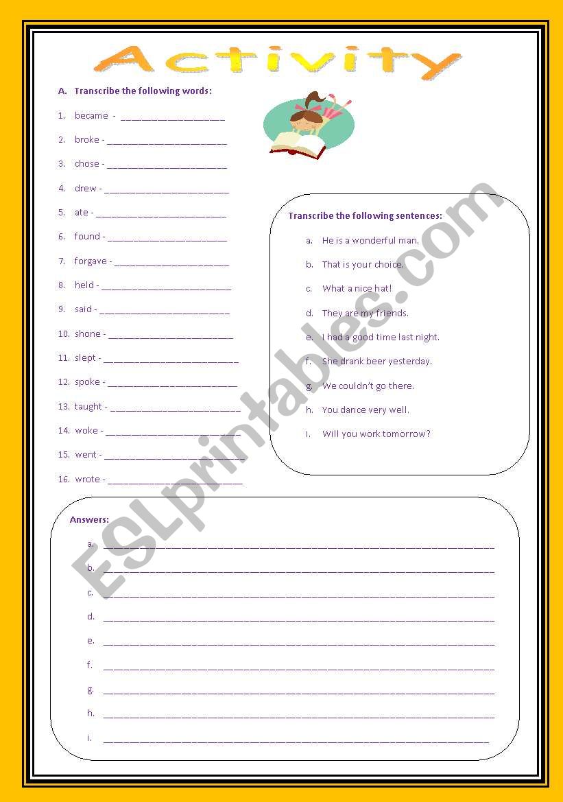 Phonetics worksheet