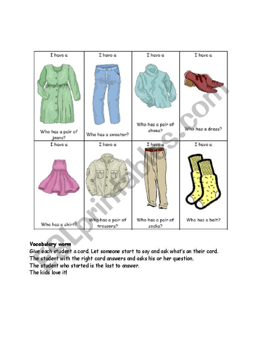 Worm game worksheet