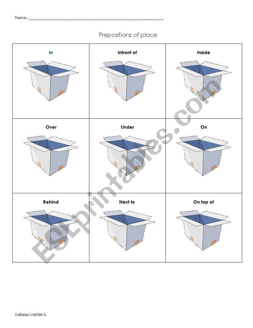Prepostions of place worksheet