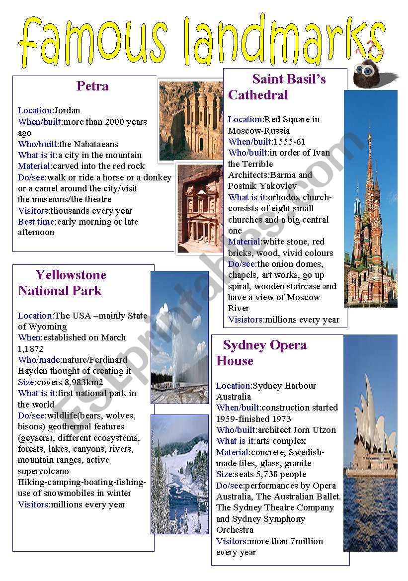 Famous Landmarks1 worksheet