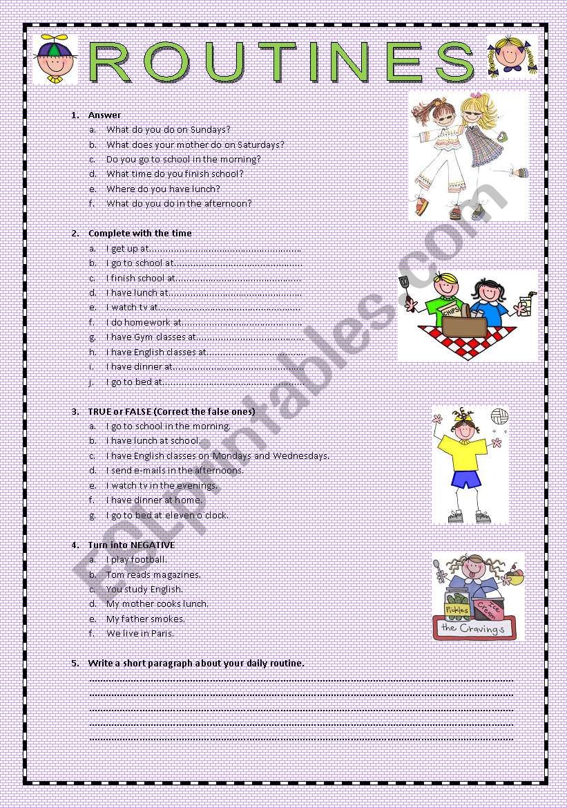 ROUTINES worksheet