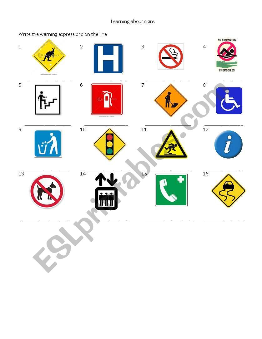 learning about warning signs worksheet