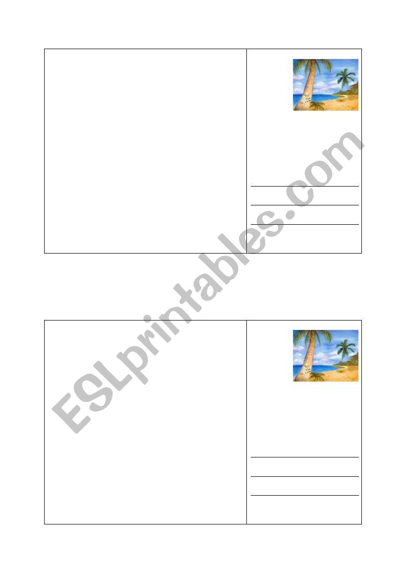 Postcard - Template worksheet