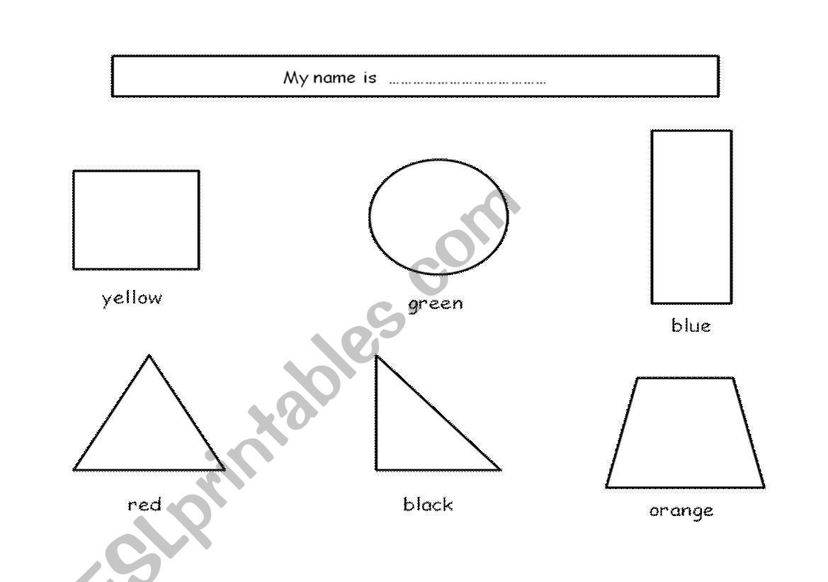 Shapes and colours colouring page