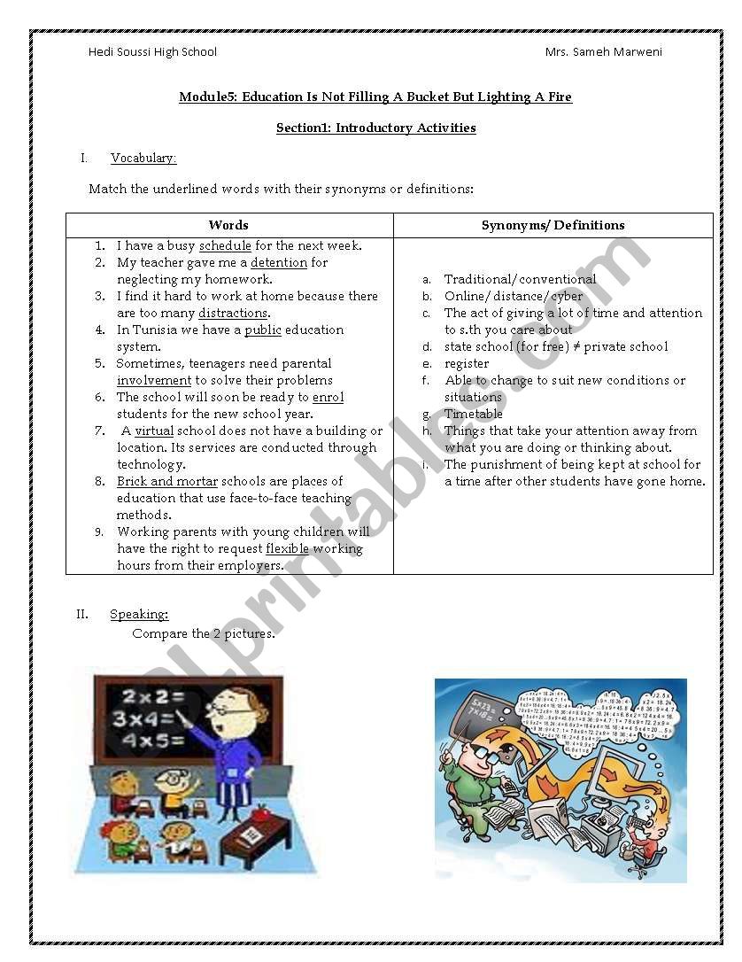 virtual schools worksheet