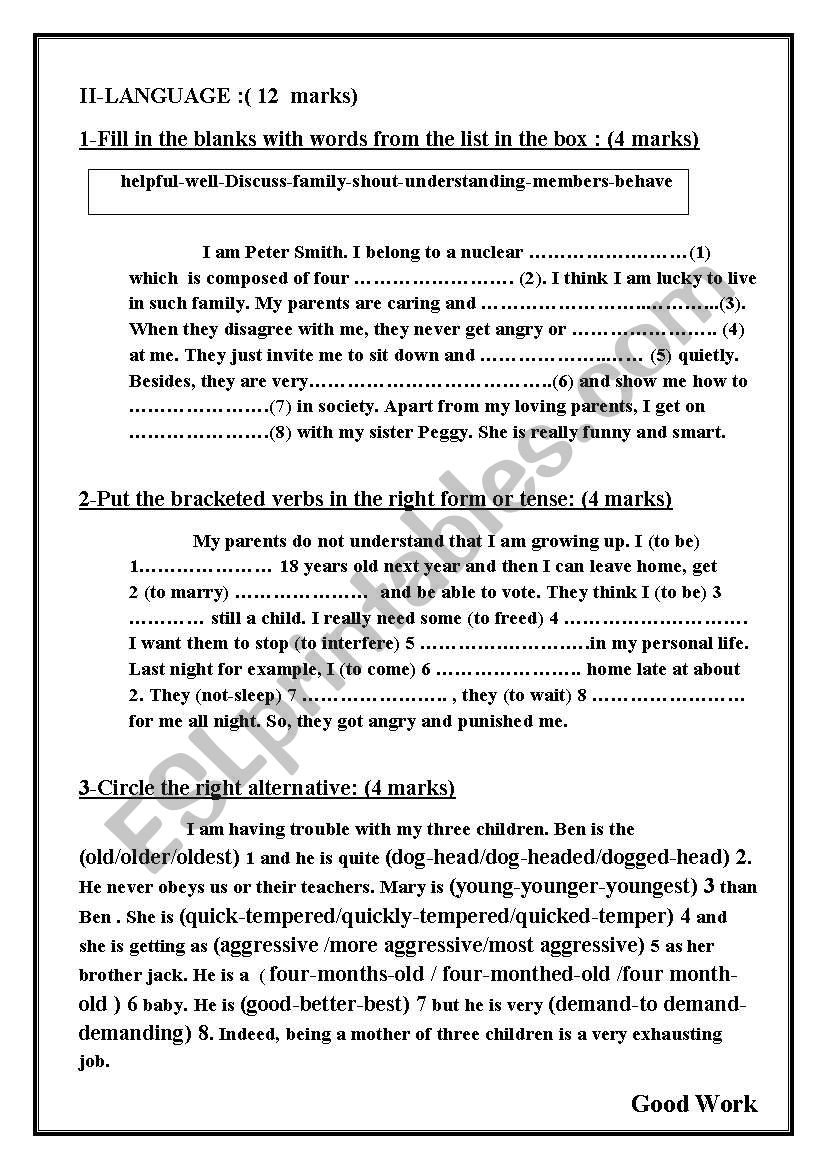 Language part 9th form first term