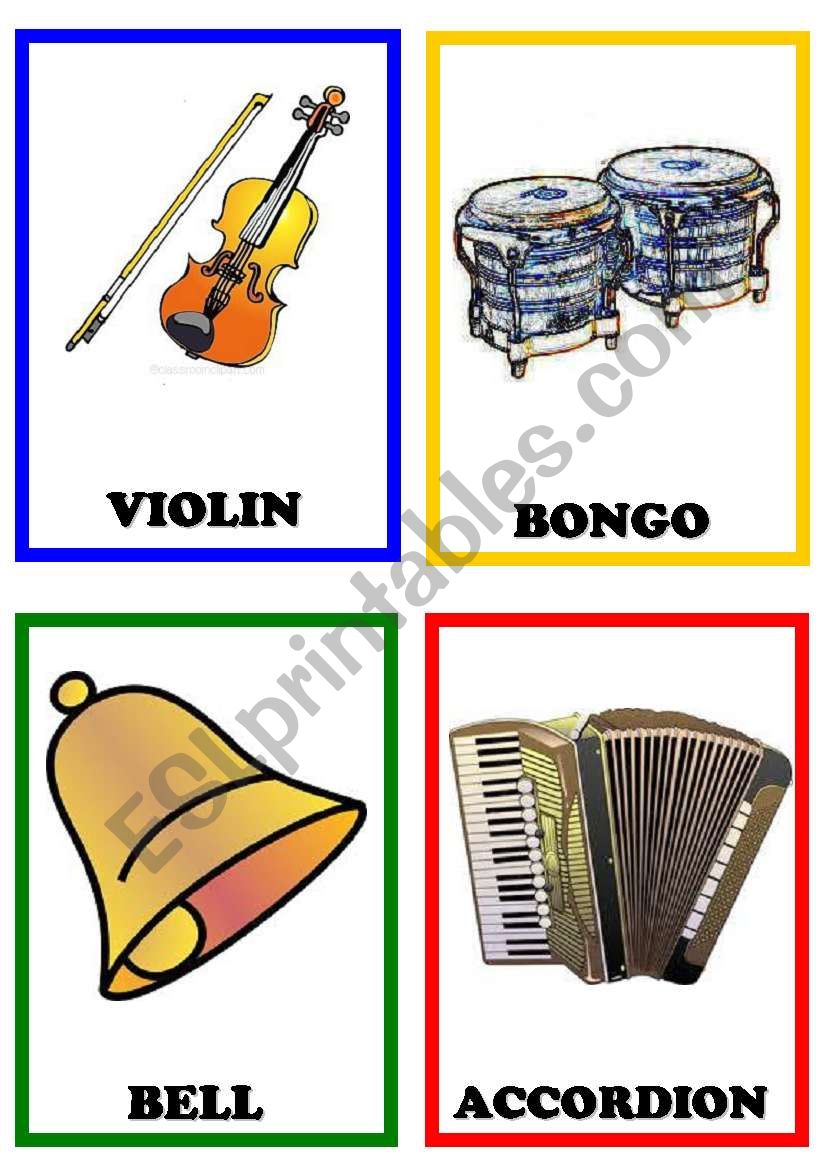 Instruments flashcards 1/2 worksheet