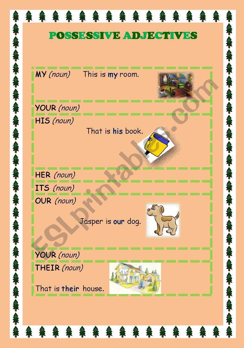 POSTER FOR YOUR CLASS: POSSESSIVA ADJECTIVES AND PRONOUNS