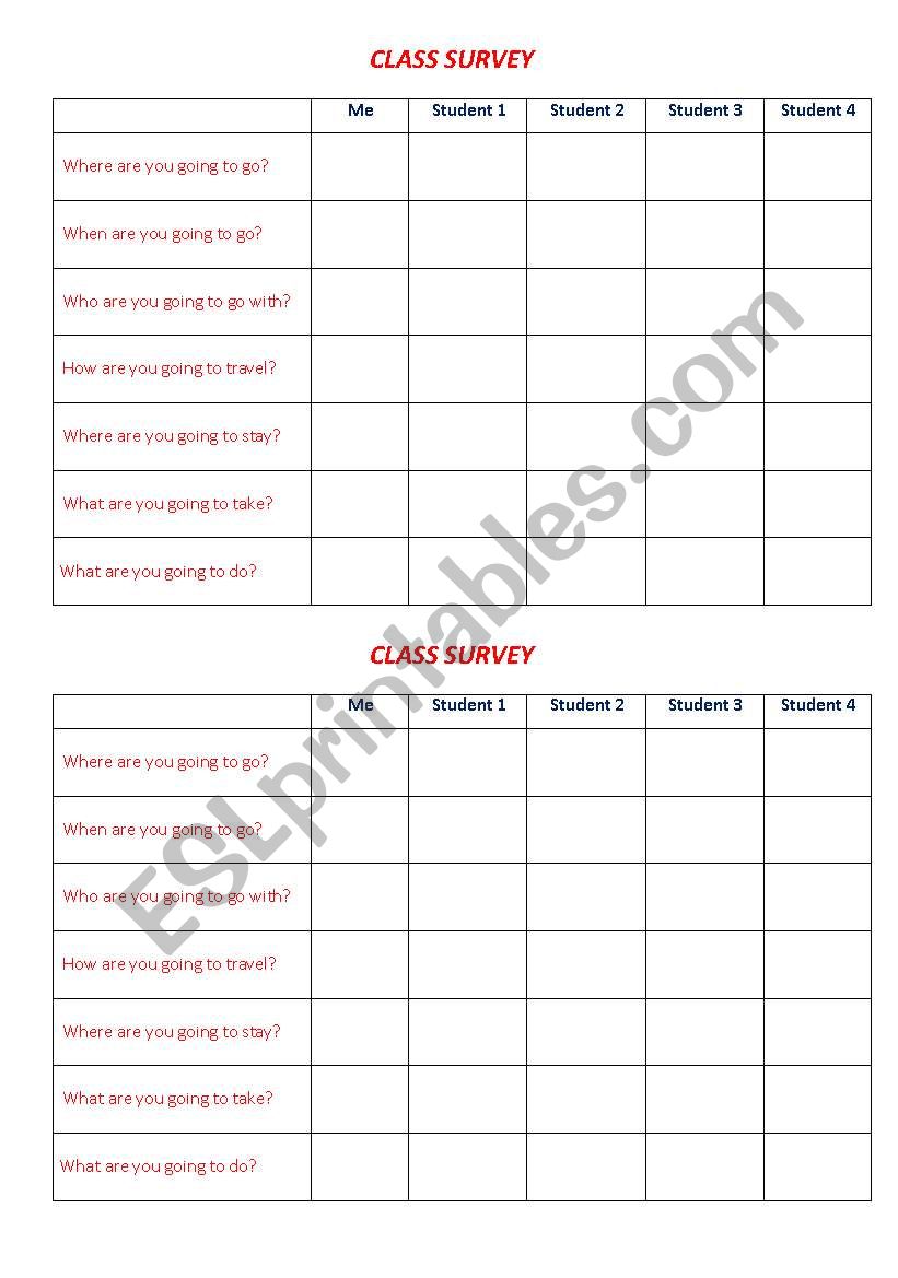 Class survey worksheet