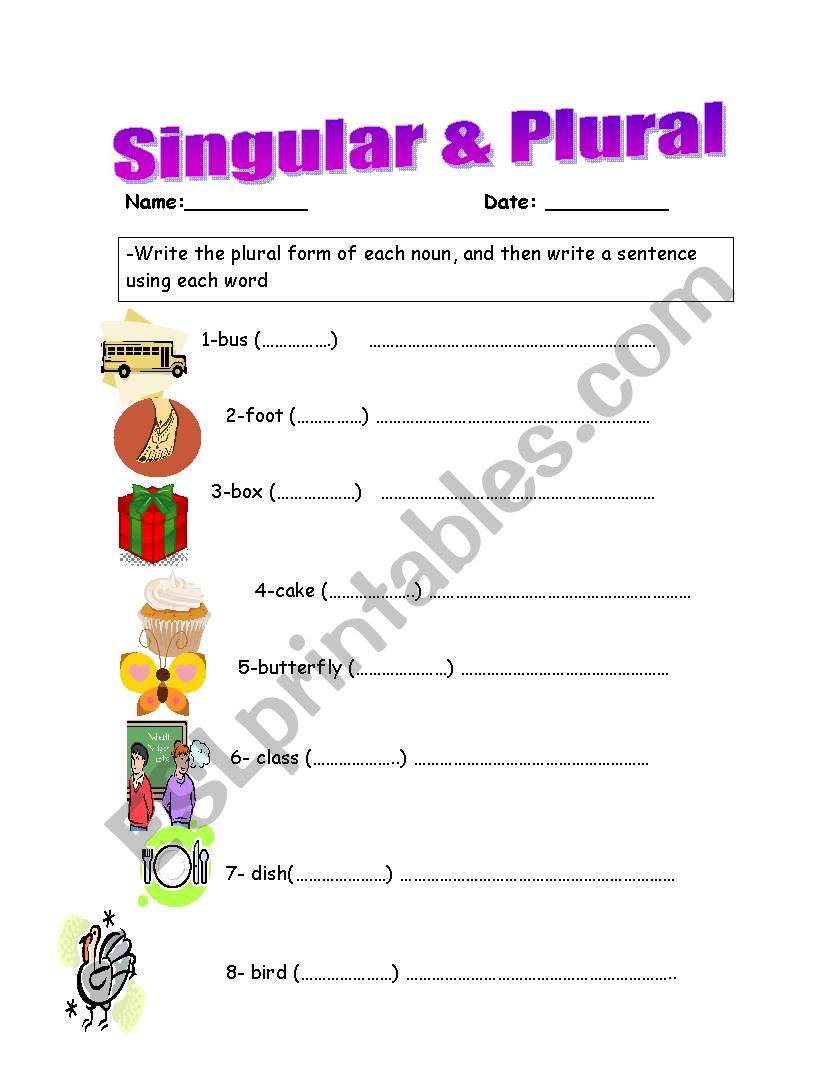 singular and plural worksheet