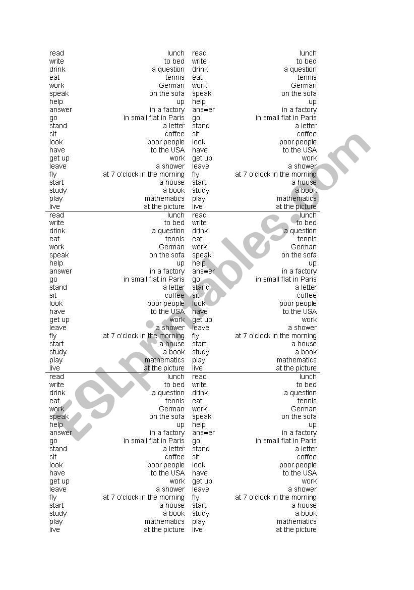 Basic verbs worksheet
