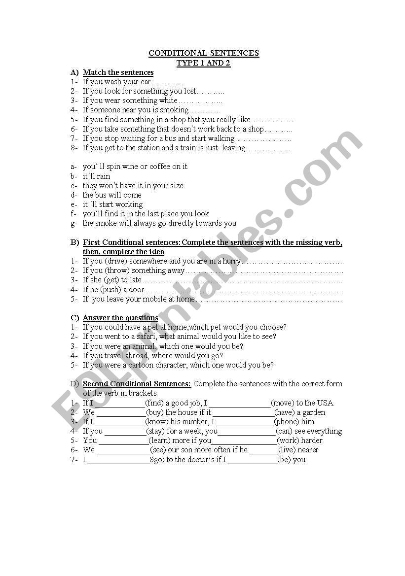 CONDITIONAL SENTENCES worksheet