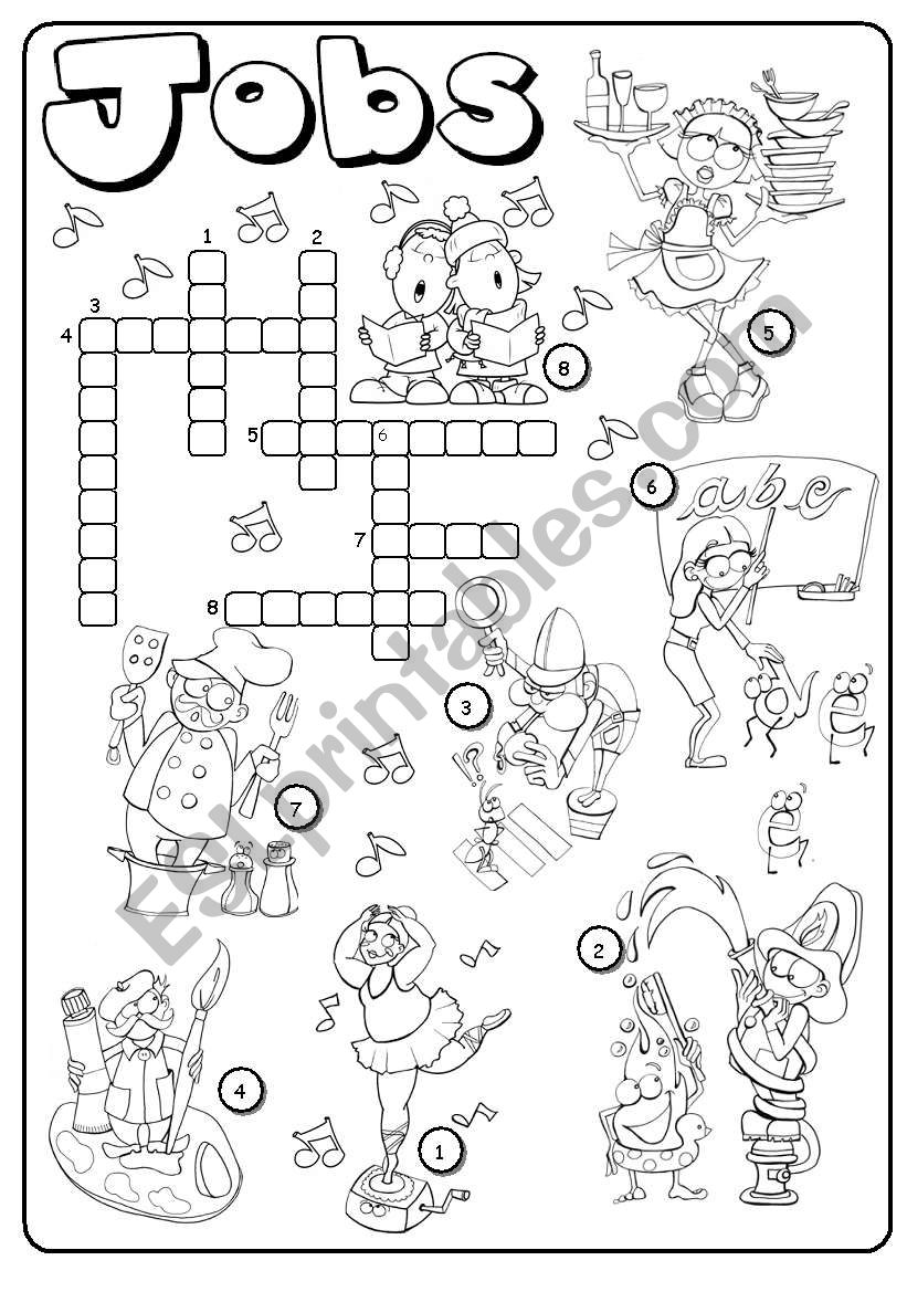 Jobs crossword worksheet