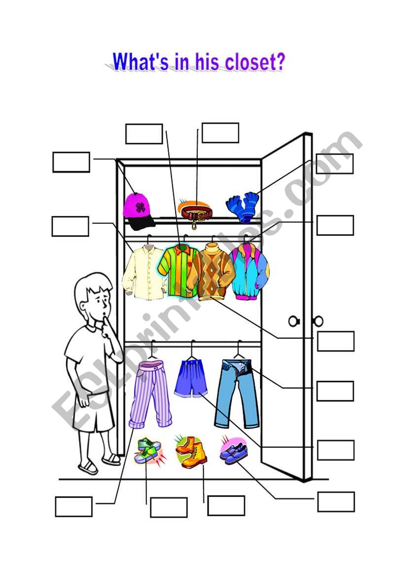 Whats in his closet? worksheet