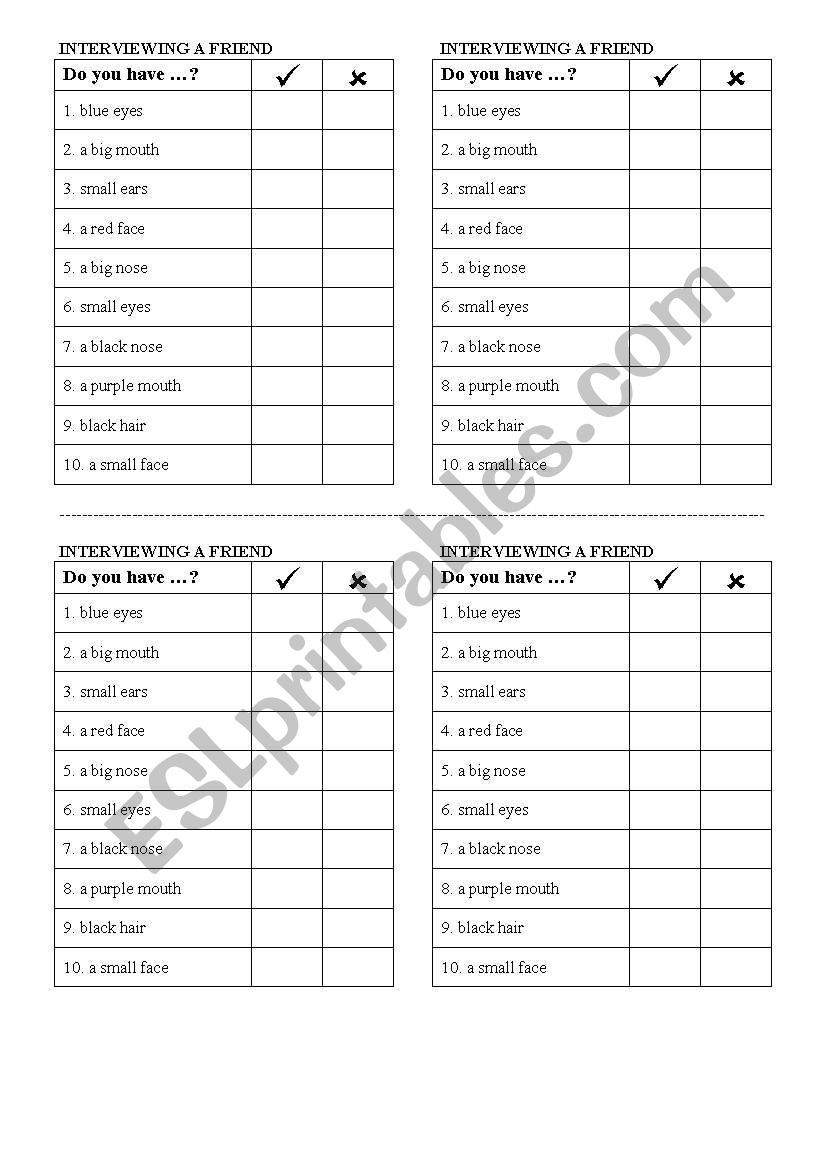 interviewing a friend worksheet