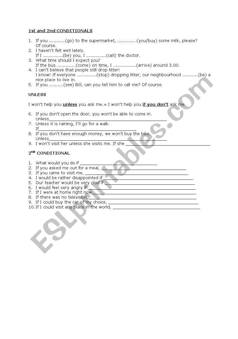 Conditionals worksheet