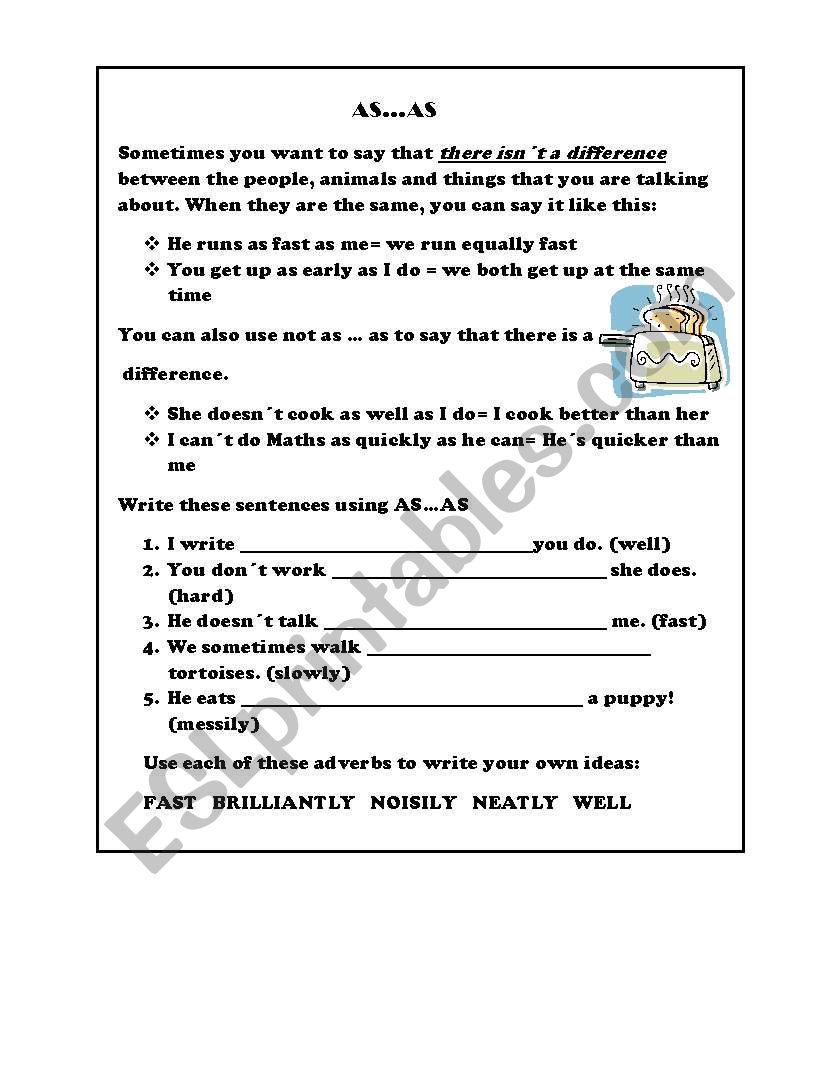 comparatives as...as worksheet