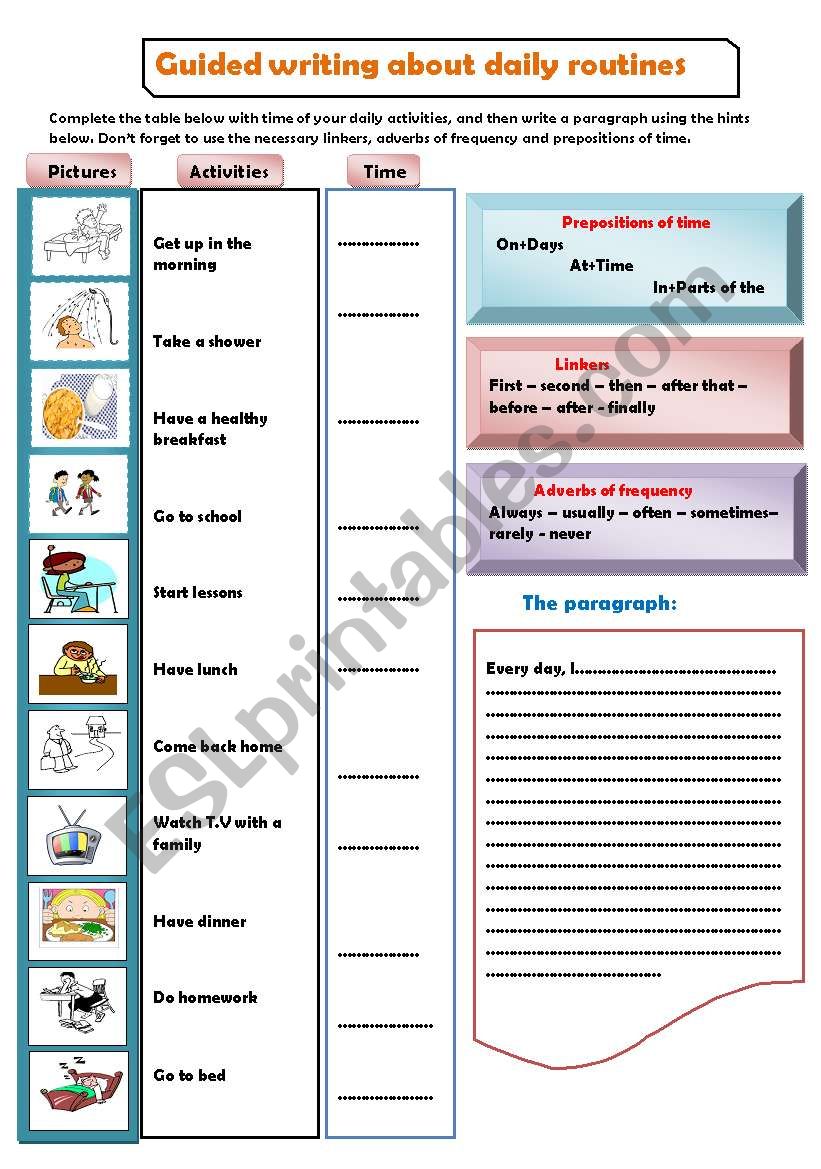 Guided writing worksheet