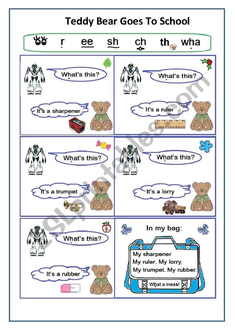 TEDDY GOES TO SCHOOL 1 worksheet