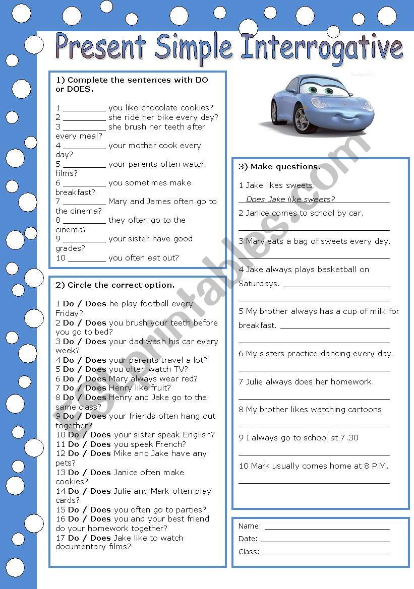 present simple interrogative (with key)