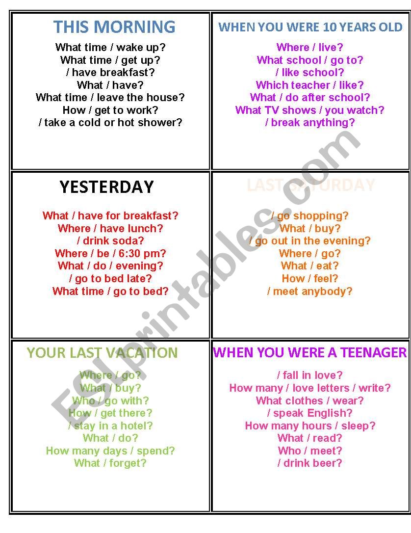Simple past worksheet