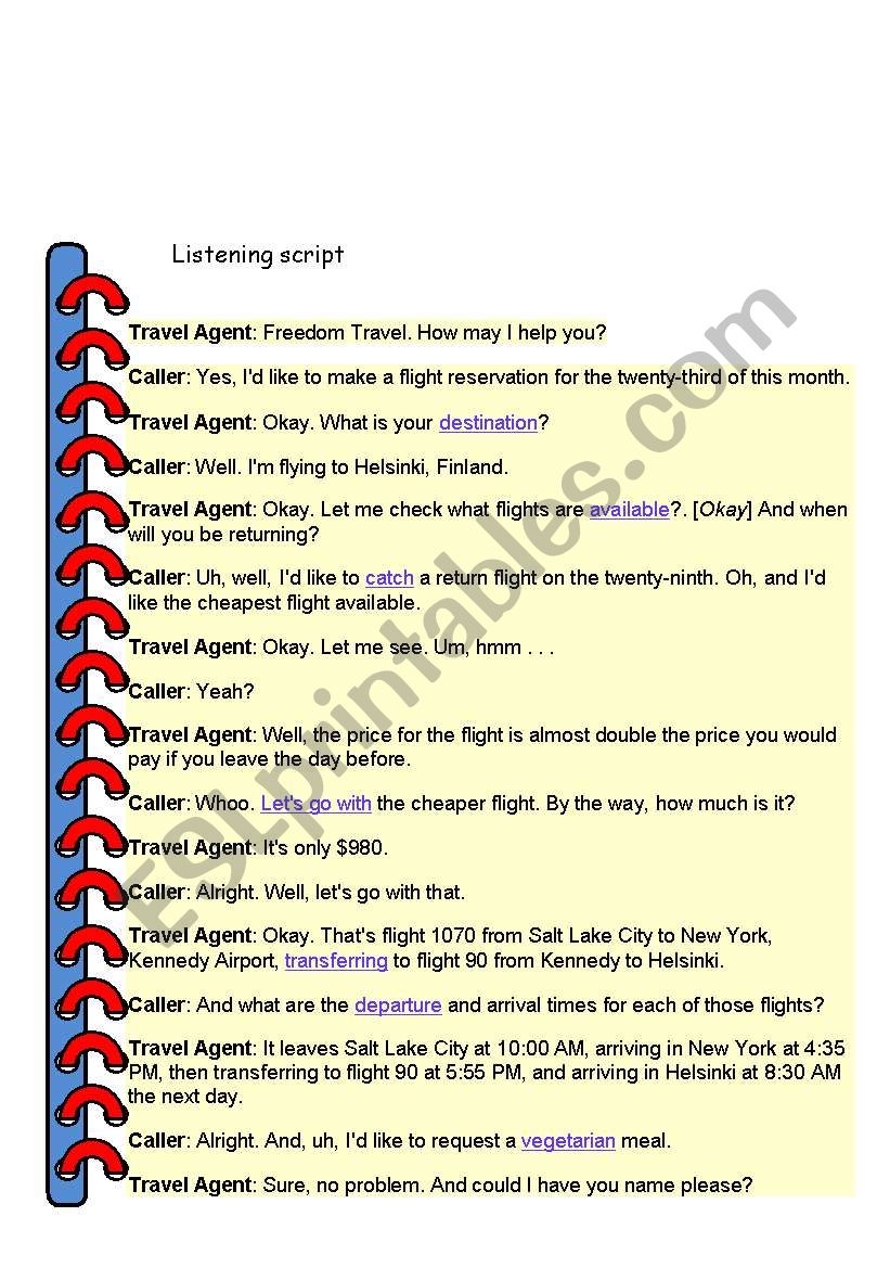 Listening Script  worksheet