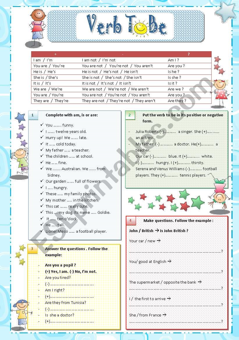 Verb TO BE worksheet