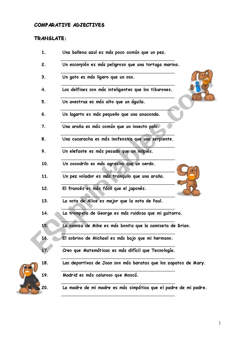 Comparative Adjectives  worksheet