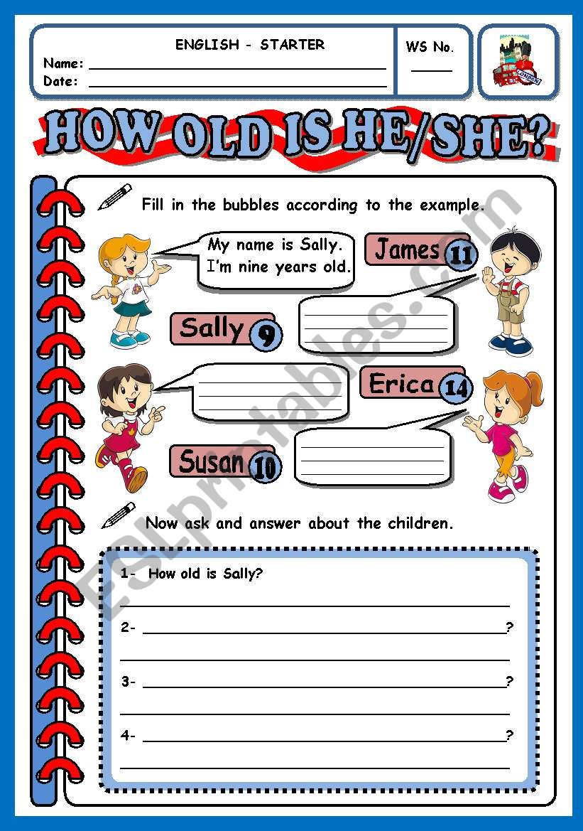 HOW OLD IS HE/SHE? worksheet