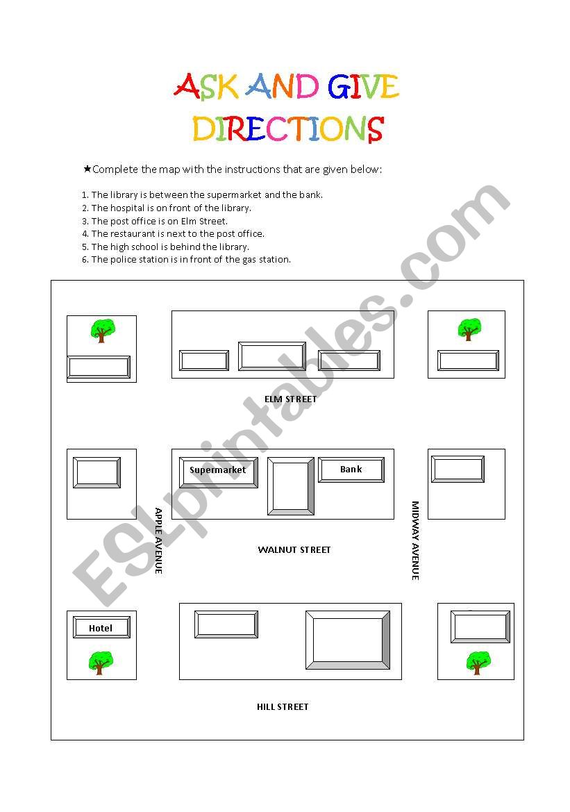 Giving Directions worksheet