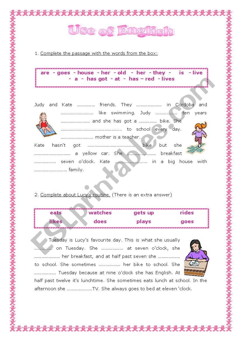 Use of English worksheet