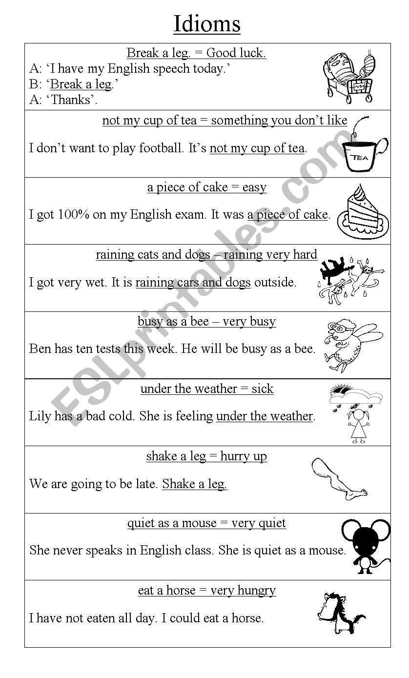 Idioms worksheet