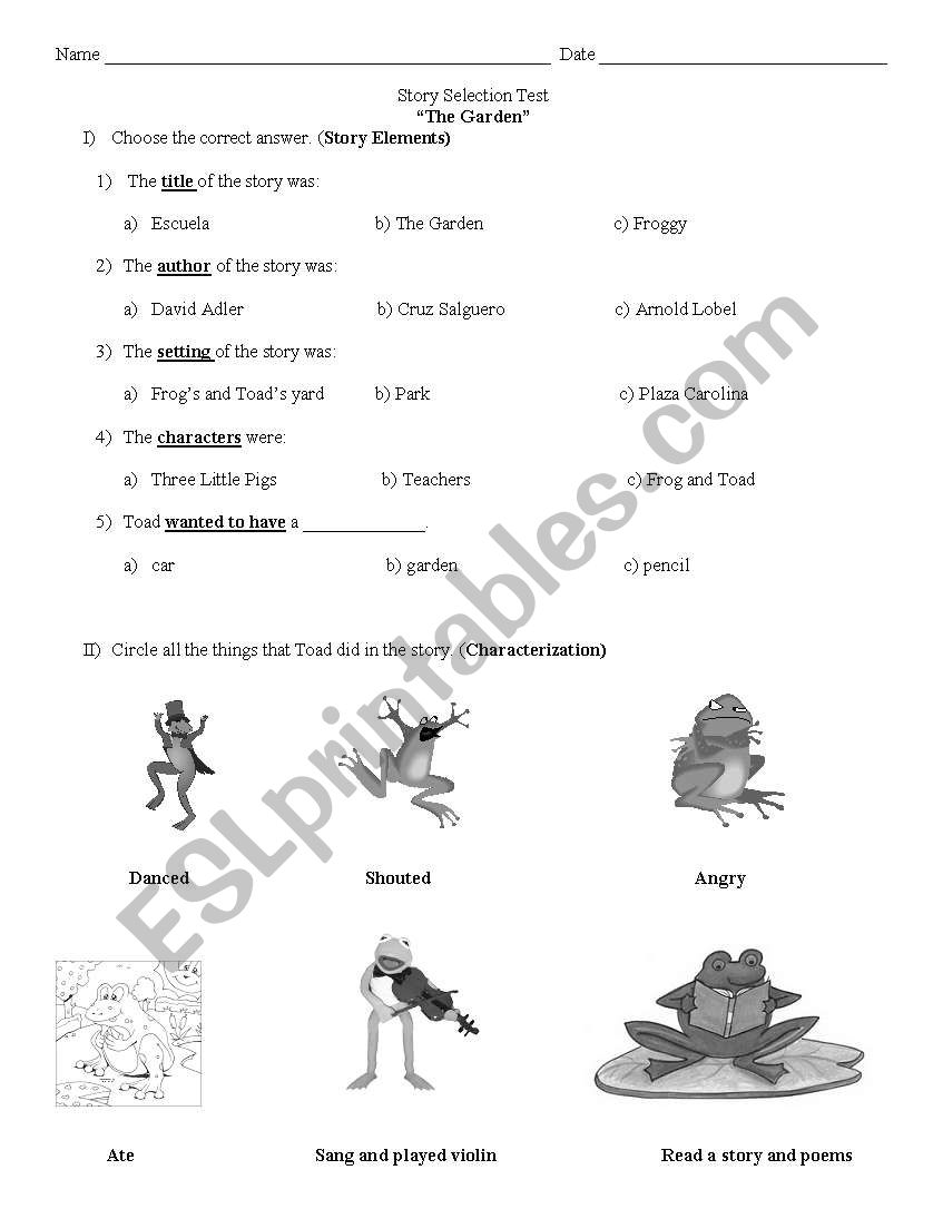 The Garden worksheet