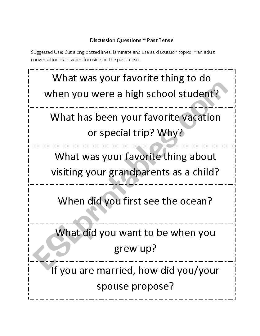 Conversation Topics - Past Tense Questions