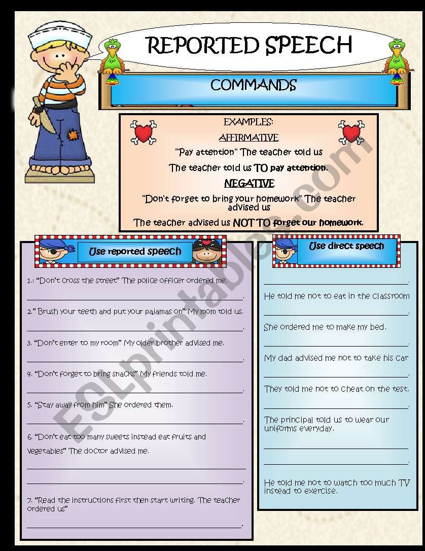 reported-speech-commands-esl-worksheet-by-lilianamontoya13