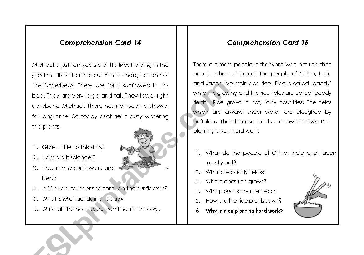 Comprehension Set 7 worksheet