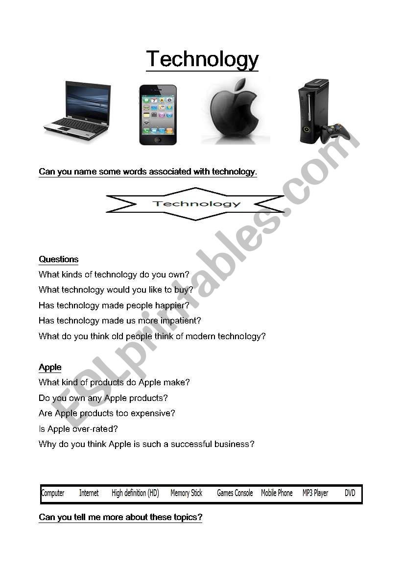 Technology worksheet