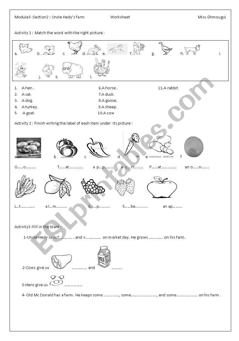 Alys Farm worksheet