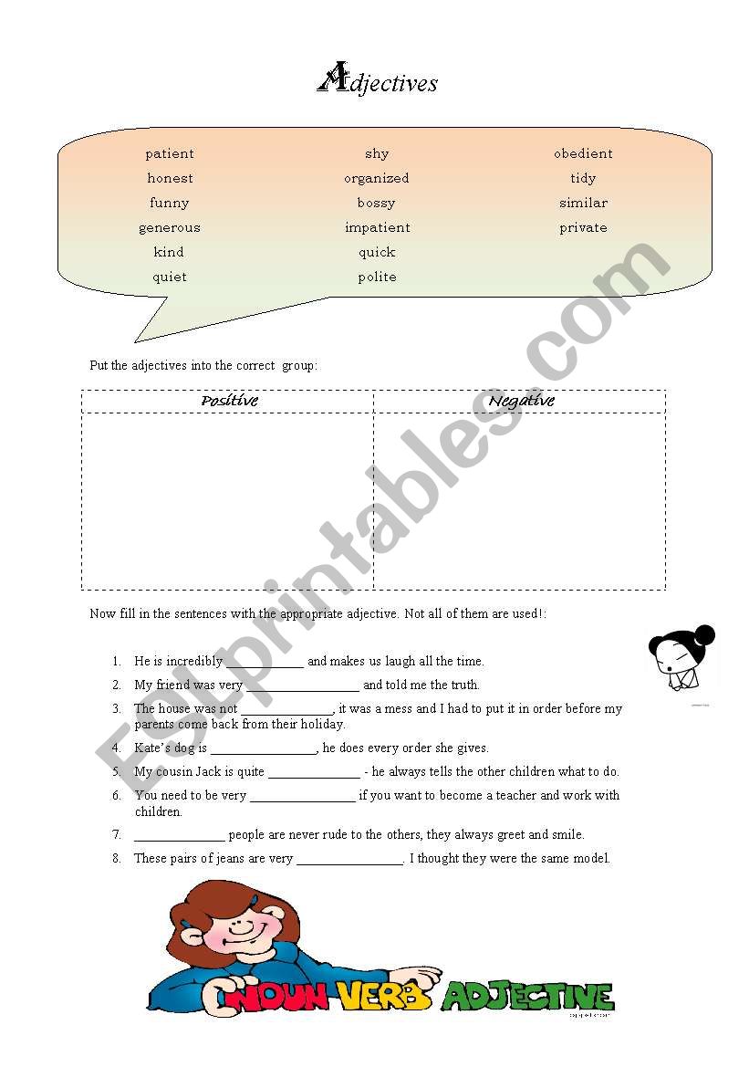 Adjectives exercises worksheet