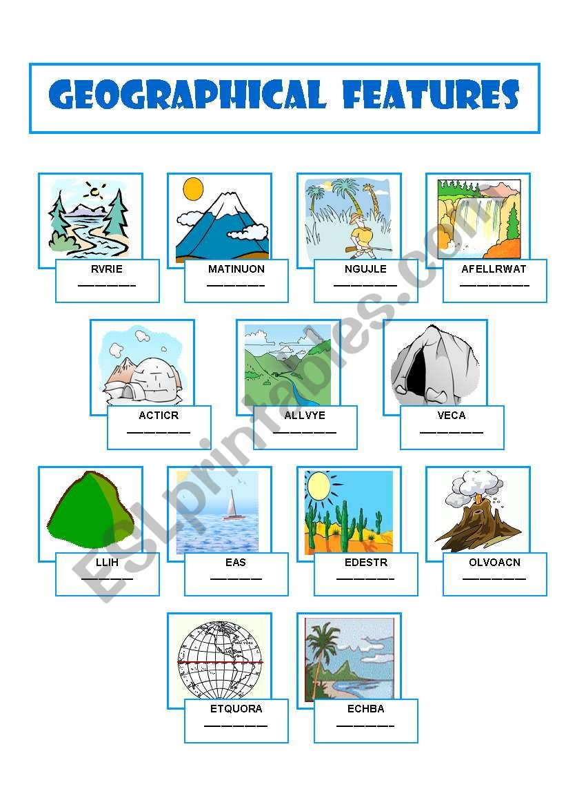 Geographical Features worksheet